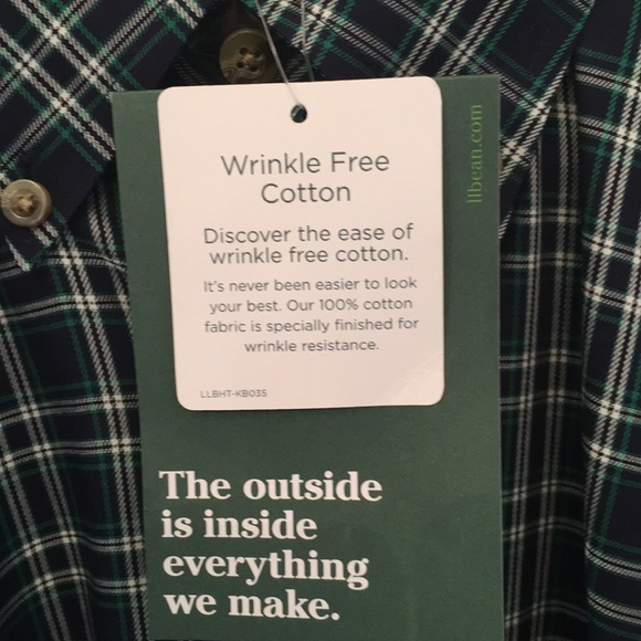 LL Bean Black/Green Twill Sport Shirt M Reg NWT - Picture 5 of 8